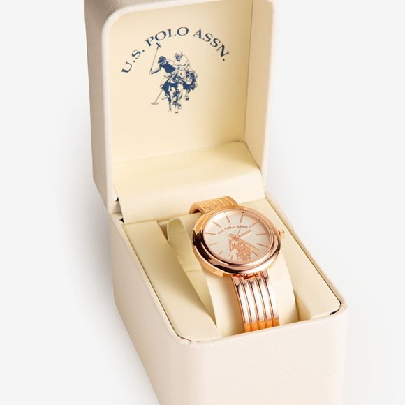 U.S POLO ASSN. LADIES ROSE GOLDTONE BANGLE WATCH